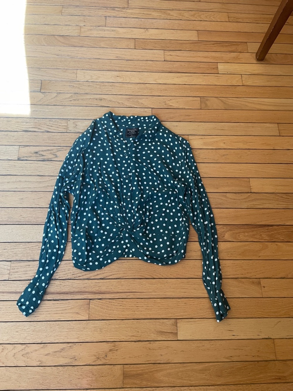 Abercrombie & Fitch Dark Green Polka Dot Button-Up